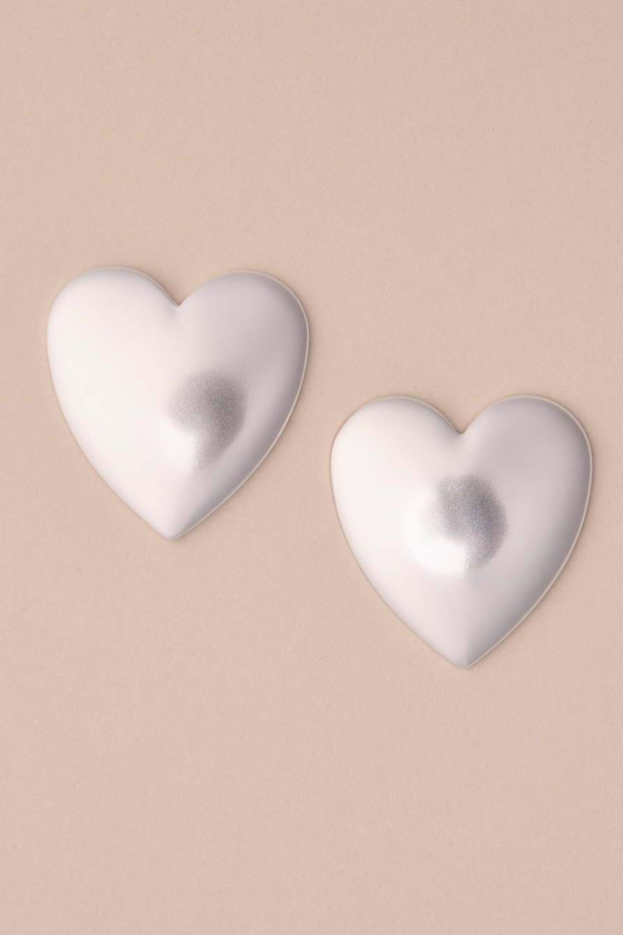 puffy heart stud earring